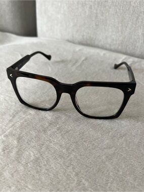 Unisex Tortoiseshell Square Optical Glasses - Dark Brown